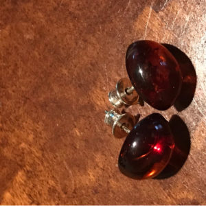 Red Baltic Amber Stone Earrings