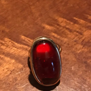 Red Baltic Amber Stone Ring